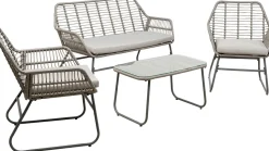Zestaw Ogrodowy 4-elementowy Sofa, 2 Fotele I Stolik Kawowy