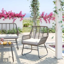 Zestaw Ogrodowy 4-elementowy Sofa, 2 Fotele I Stolik Kawowy