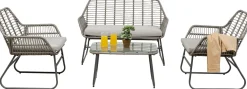 Zestaw Ogrodowy 4-elementowy Sofa, 2 Fotele I Stolik Kawowy